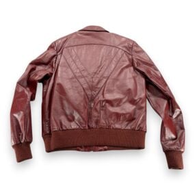 Vintage Bermans Leather Jacket Adult MEDIUM Red Bomber Zip Lining Deep Pile 70s