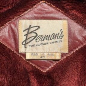 Vintage Bermans Leather Jacket Adult MEDIUM Red Bomber Zip Lining Deep Pile 70s