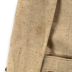 Vintage Johnny Carson Suit Mens 38 32x28 Brown Herringbone Wool 2pc Disco 70s