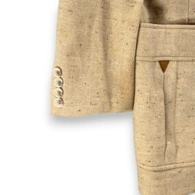 Vintage Johnny Carson Suit Mens 38 32x28 Brown Herringbone Wool 2pc Disco 70s
