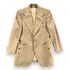 Vintage Johnny Carson Suit Mens 38 32x28 Brown Herringbone Wool 2pc Disco 70s
