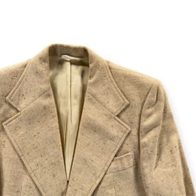 Vintage Johnny Carson Suit Mens 38 32x28 Brown Herringbone Wool 2pc Disco 70s