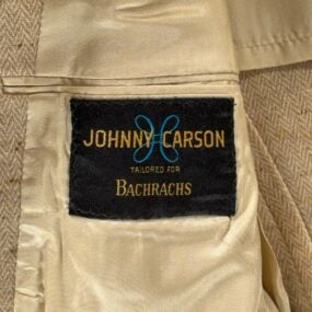 Vintage Johnny Carson Suit Mens 38 32x28 Brown Herringbone Wool 2pc Disco 70s