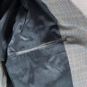 Vintage Houndstooth Suit Mens 38 32x32 Gray Talon Flared Hub Clothiers 3pc 70s