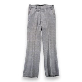 Vintage Houndstooth Suit Mens 38 32x32 Gray Talon Flared Hub Clothiers 3pc 70s