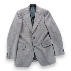 Vintage Houndstooth Suit Mens 38 32x32 Gray Talon Flared Hub Clothiers 3pc 70s