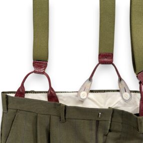 Vintage Falcone Suit Mens 44 36x30 Green Double Breasted Suspenders 2pc USA 80s