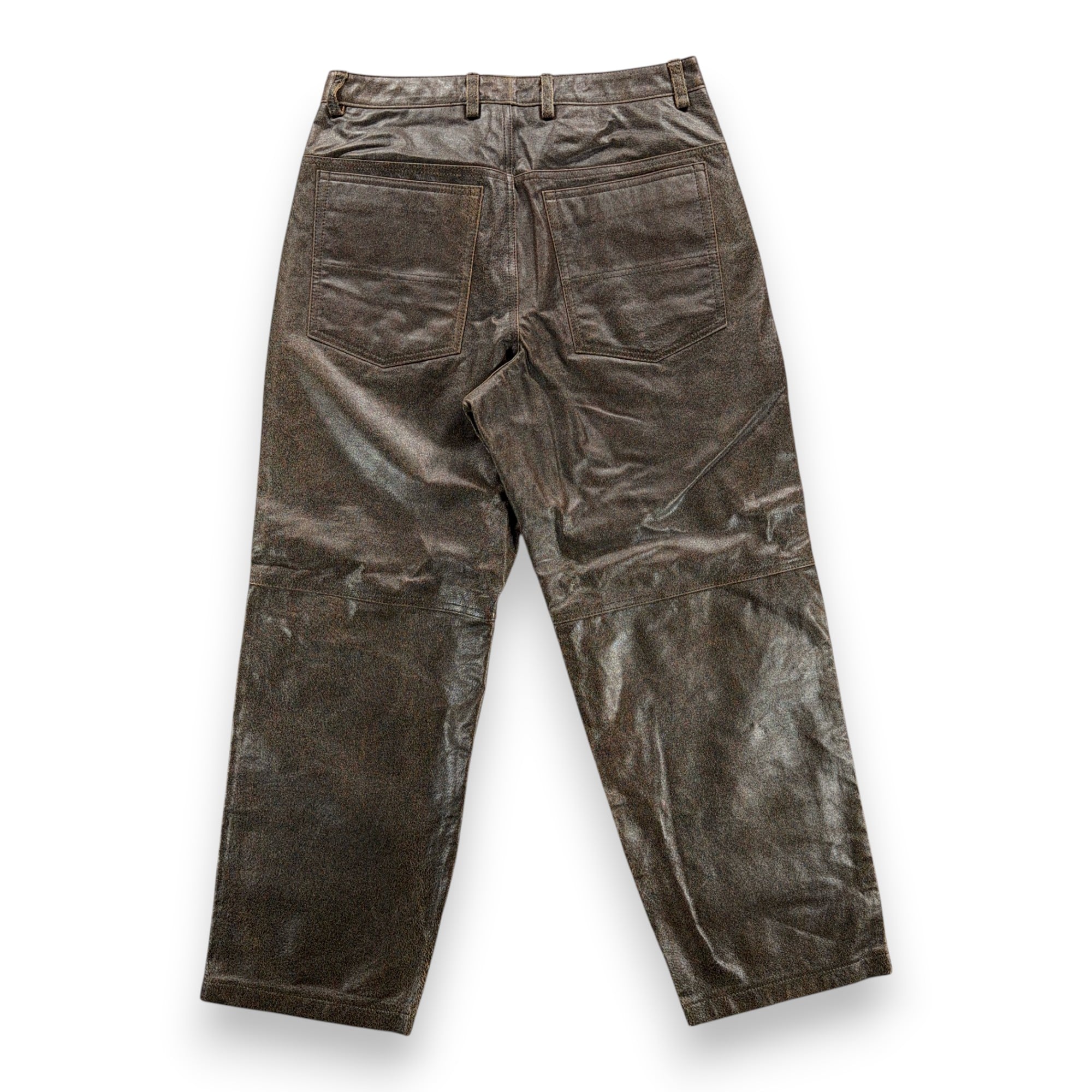 Vintage Leather Pants Mens 34x31 Brown Distressed Pigskin Deadstock A Team Y2K-2 Vintage Leather Pants Mens 34x31 Brown Distressed Pigskin Deadstock A Team Y2K