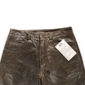 Vintage Leather Pants Mens 34x31 Brown Distressed Pigskin Deadstock A Team Y2K
