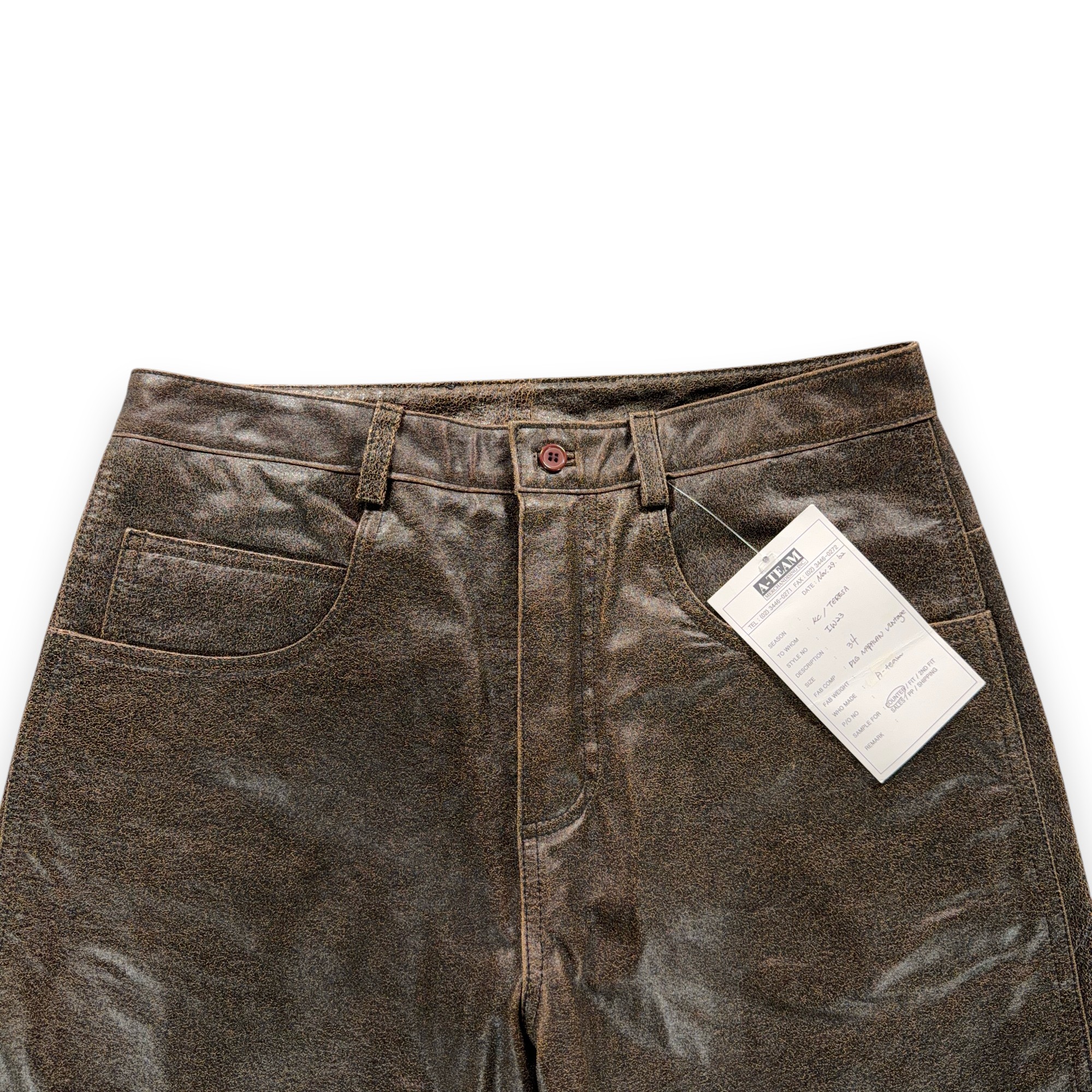 Vintage Leather Pants Mens 34x31 Brown Distressed Pigskin Deadstock A Team Y2K-3 Vintage Leather Pants Mens 34x31 Brown Distressed Pigskin Deadstock A Team Y2K