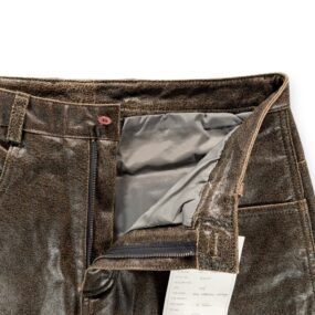 Vintage Leather Pants Mens 34x31 Brown Distressed Pigskin Deadstock A Team Y2K