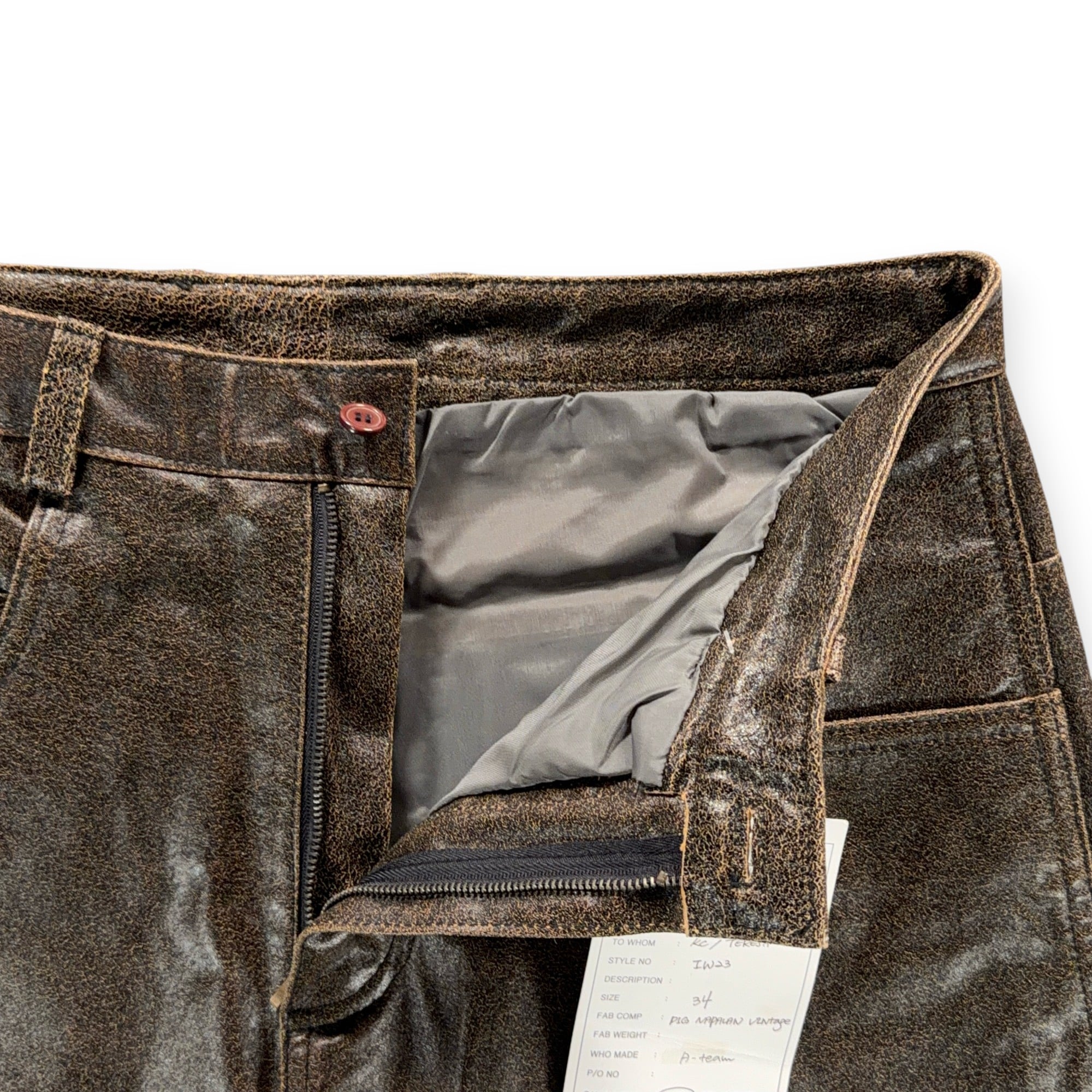 Vintage Leather Pants Mens 34x31 Brown Distressed Pigskin Deadstock A Team Y2K-5 Vintage Leather Pants Mens 34x31 Brown Distressed Pigskin Deadstock A Team Y2K