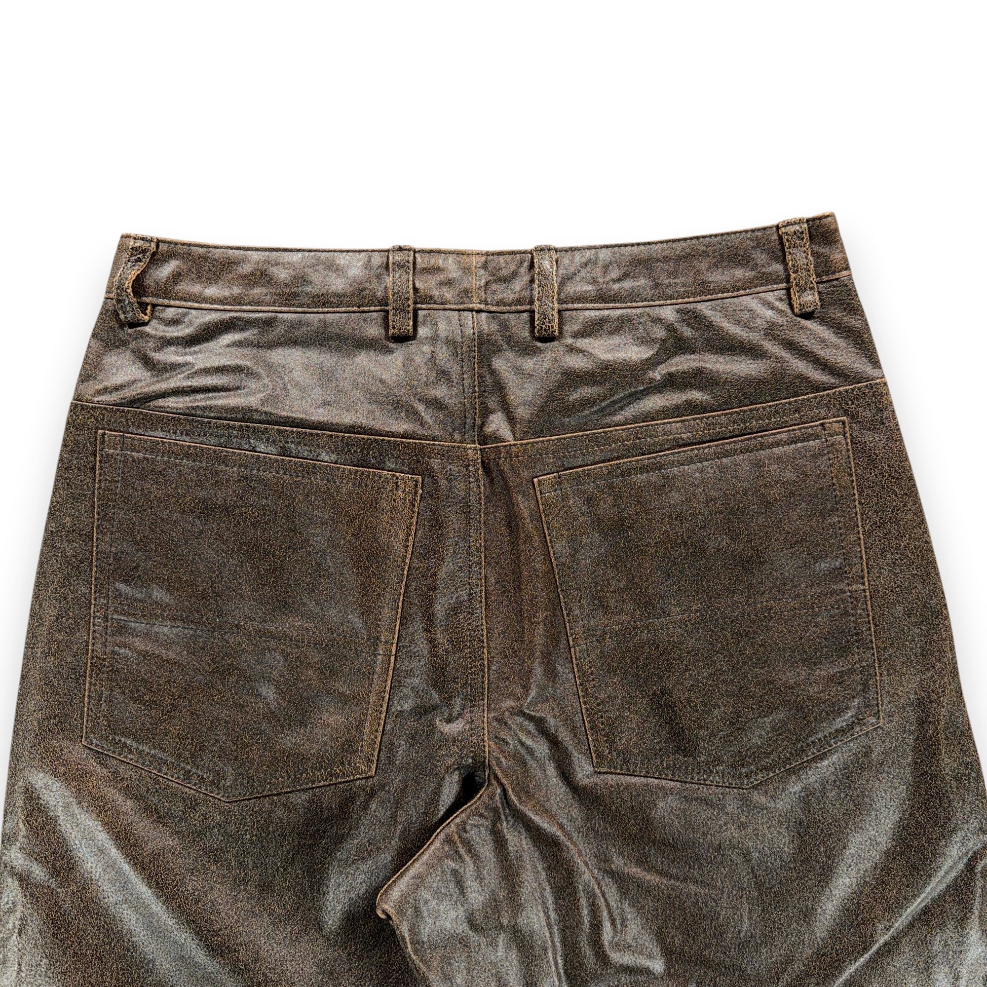 Vintage Leather Pants Mens 34x31 Brown Distressed Pigskin Deadstock A Team Y2K-7 Vintage Leather Pants Mens 34x31 Brown Distressed Pigskin Deadstock A Team Y2K