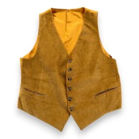 Vintage Cortefiel Suit Mens 46 Brown Corduroy Vest Pants Disco 3pc Spain 70s