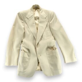 Vintage Suit Mens 36 31x30 Pants White Cream Ivory Disco Talon Union USA 2pc 70s