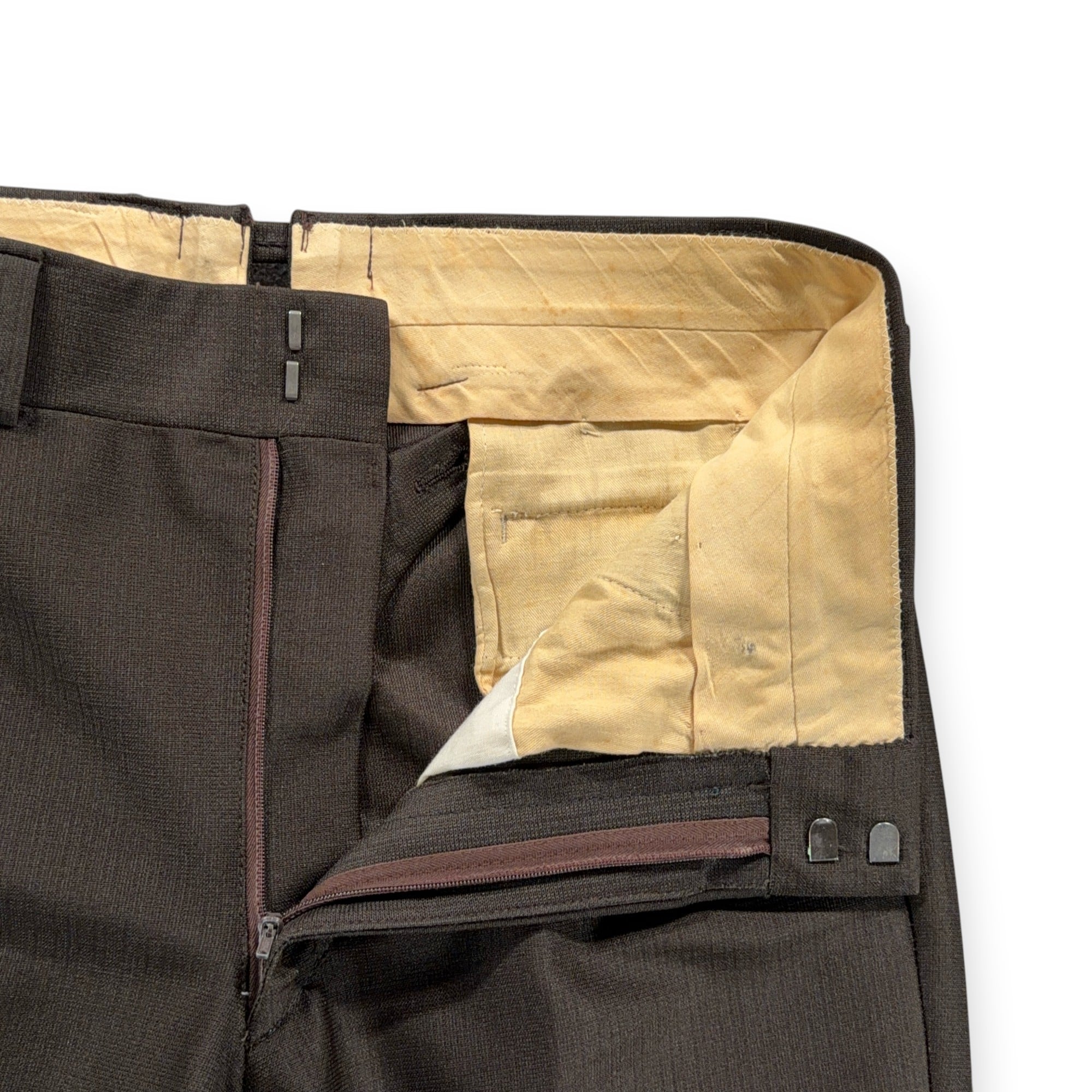 Vintage Meis Suit Mens 36 32x30 Pants Brown Flared Satin Lined 2pc Disco USA 70s-14 Vintage Meis Suit Mens 36 32x30 Pants Brown Flared Satin Lined 2pc Disco USA 70s