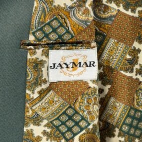 Vintage Jaymar Leisure Suit Mens 42 34x31 Pants Green Paisley Talon USA 2pc 70s