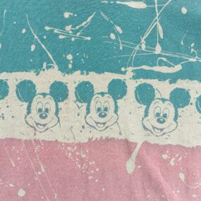 Vintage Disney Mickey Mouse Shirt Adult LARGE White Blue Pink Allover USA 90s