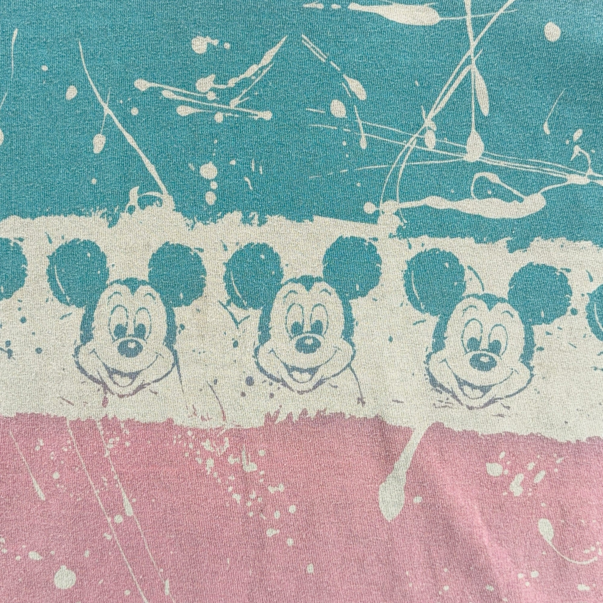 Vintage Disney Mickey Mouse Shirt Adult LARGE White Blue Pink Allover USA 90s-5 Vintage Disney Mickey Mouse Shirt Adult LARGE White Blue Pink Allover USA 90s