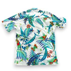 Vintage Mr Witt Hawaiian Shirt Adult LARGE White Parrots Loop Collar USA 80s