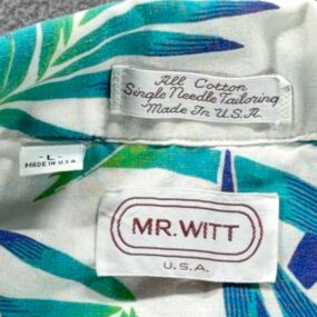 Vintage Mr Witt Hawaiian Shirt Adult LARGE White Parrots Loop Collar USA 80s