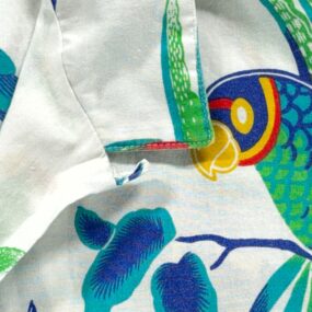 Vintage Mr Witt Hawaiian Shirt Adult LARGE White Parrots Loop Collar USA 80s