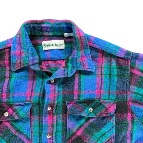 Vintage Gander Mountain Shirt Adult EXTRA LARGE Blue Pink Plaid Flannel USA 90s