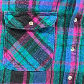 Vintage Gander Mountain Shirt Adult EXTRA LARGE Blue Pink Plaid Flannel USA 90s