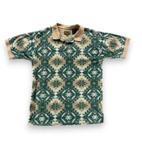 Vintage Roper Polo Shirt Adult MEDIUM Green Aztec Southwest Western Yoke 90s