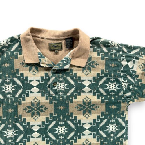 Vintage Roper Polo Shirt Adult MEDIUM Green Aztec Southwest Western Yoke 90s-2 Vintage Roper Polo Shirt Adult MEDIUM Green Aztec Southwest Western Yoke 90s