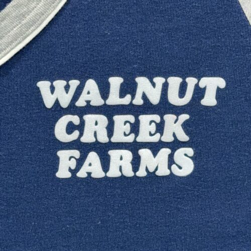 Vintage Walnut Creek Farms Shirt Adult LARGE Blue Gray V Neck Raglan USA 70s-2 Vintage Walnut Creek Farms Shirt Adult LARGE Blue Gray V Neck Raglan USA 70s