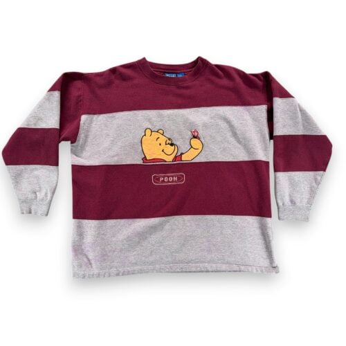 Vintage Winnie Pooh Sweater Adult EXTRA LARGE Red Gray Sweatshirt Disney 90s