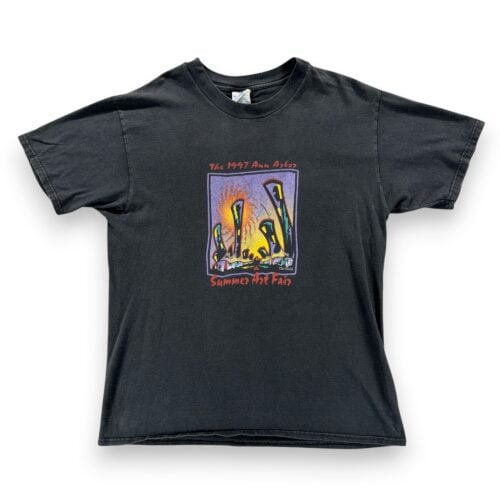 Vintage Ann Arbor Art Fair Shirt Adult LARGE Black 1997 Summer Michigan 90s