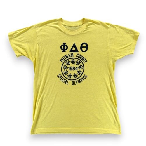 Vintage Special Olympics Shirt Adult MEDIUM Yellow Phi Delta Theta 1984 80s