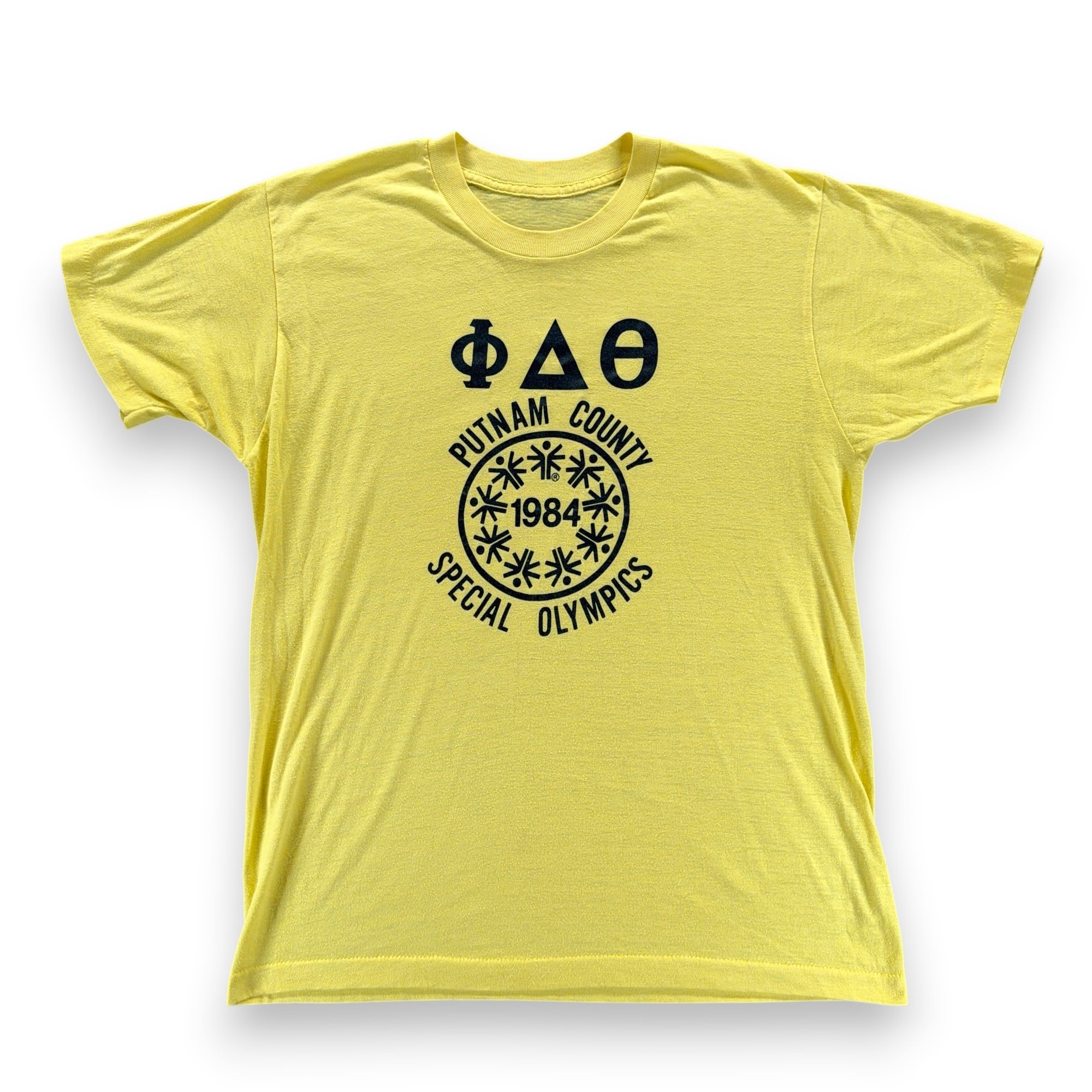 Vintage Special Olympics Shirt Adult MEDIUM Yellow Phi Delta Theta 1984 80s-1 Vintage Special Olympics Shirt Adult MEDIUM Yellow Phi Delta Theta 1984 80s