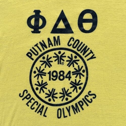 Vintage Special Olympics Shirt Adult MEDIUM Yellow Phi Delta Theta 1984 80s-2 Vintage Special Olympics Shirt Adult MEDIUM Yellow Phi Delta Theta 1984 80s