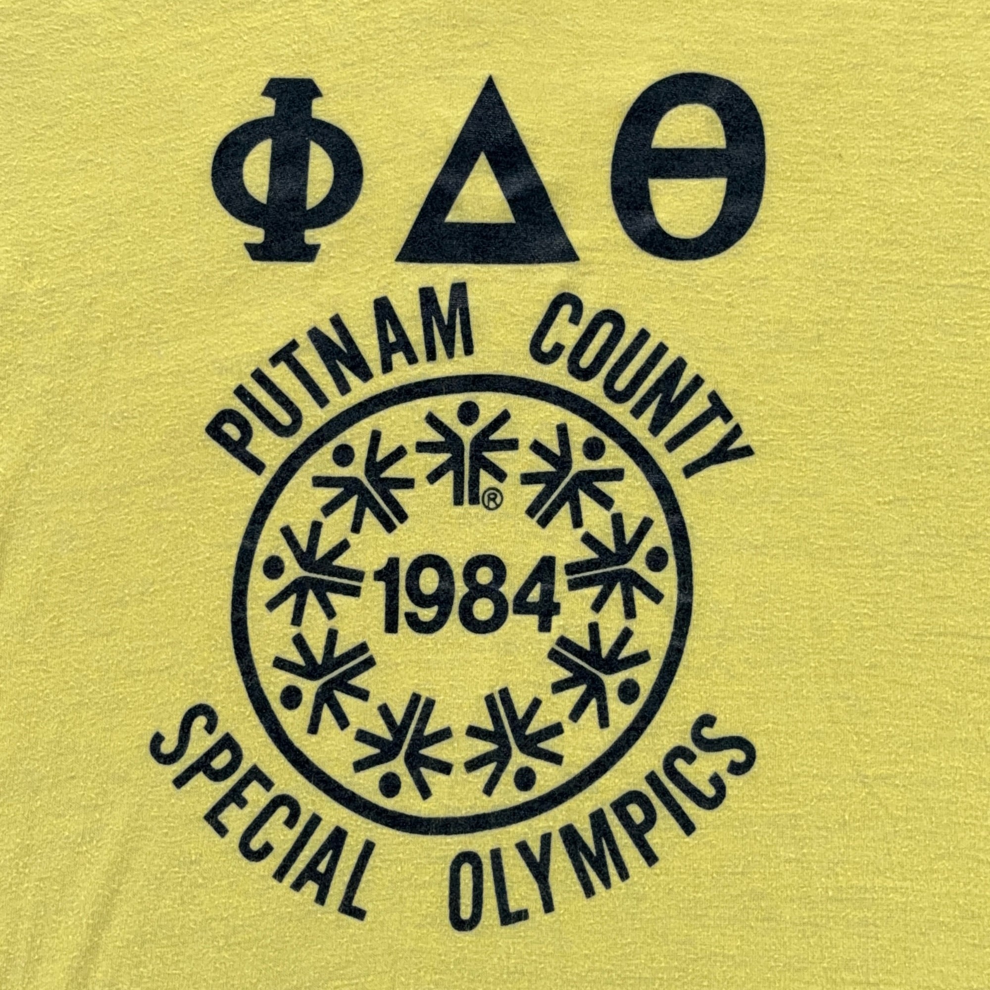 Vintage Special Olympics Shirt Adult MEDIUM Yellow Phi Delta Theta 1984 80s-2 Vintage Special Olympics Shirt Adult MEDIUM Yellow Phi Delta Theta 1984 80s