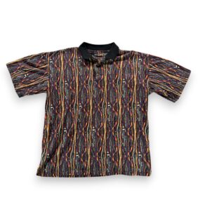 Vintage Bachrach Polo Shirt Adult EXTRA LARGE Black Red Biggie Style Striped 90s