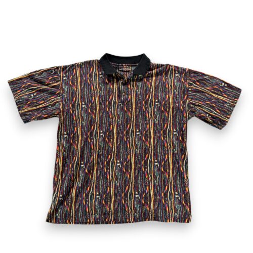 Vintage Bachrach Polo Shirt Adult EXTRA LARGE Black Red Biggie Style Striped 90s