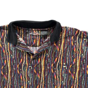 Vintage Bachrach Polo Shirt Adult EXTRA LARGE Black Red Biggie Style Striped 90s