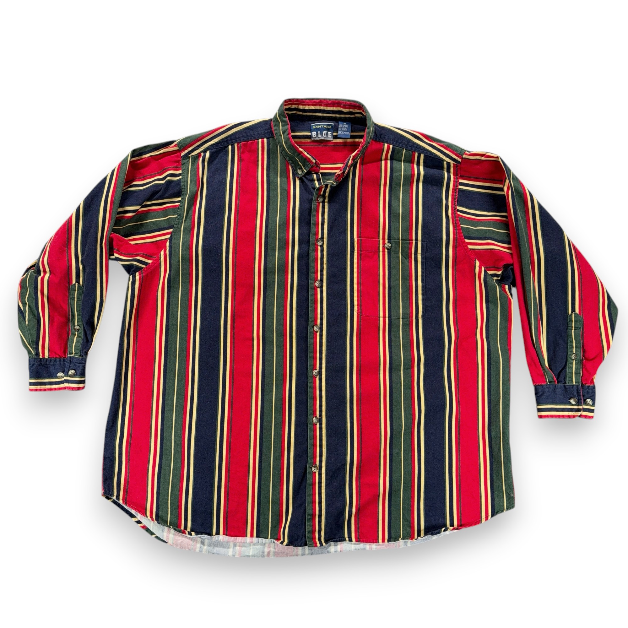 Vintage Santana Shirt Adult 3XL XXXL Red Blue Green Striped Button Down Bold 90s-1 Vintage Santana Shirt Adult 3XL XXXL Red Blue Green Striped Button Down Bold 90s