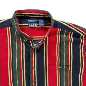 Vintage Santana Shirt Adult 3XL XXXL Red Blue Green Striped Button Down Bold 90s