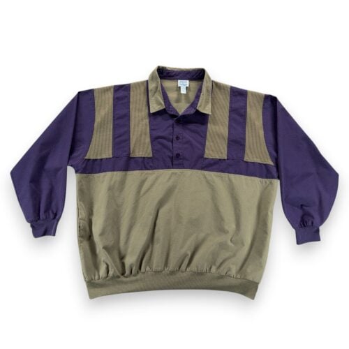 Vintage Boulevard Polo Shirt Adult 3XL XXXL Brown Purple Color Block Banded 90s