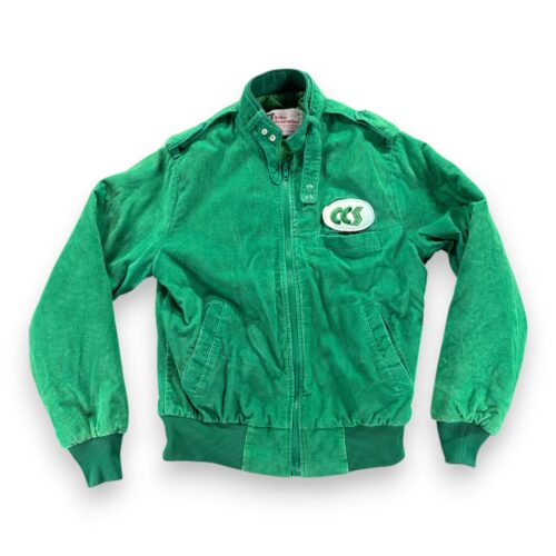 Vintage Corduroy Bomber Jacket Adult MEDIUM Green CCS Patch Workwear USA 80s