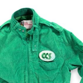 Vintage Corduroy Bomber Jacket Adult MEDIUM Green CCS Patch Workwear USA 80s