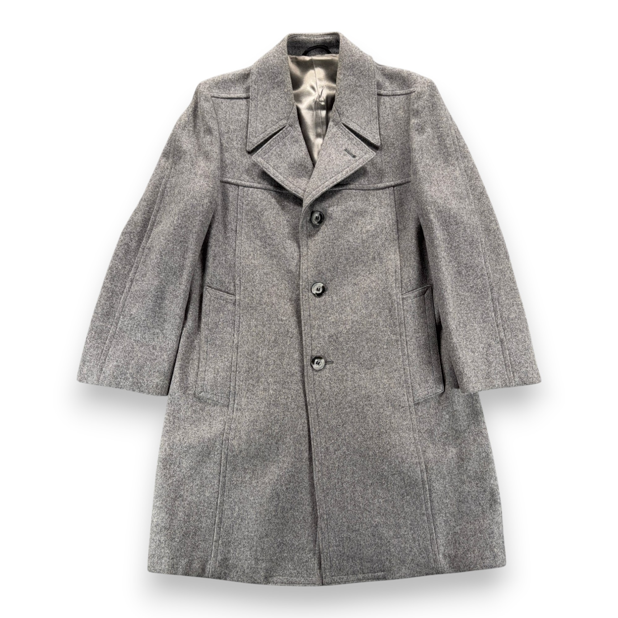 Vintage Grais Coat Mens 38 Gray Wool Overcoat Topcoat Woolmark Lined USA 70s-1 Vintage Grais Coat Mens 38 Gray Wool Overcoat Topcoat Woolmark Lined USA 70s
