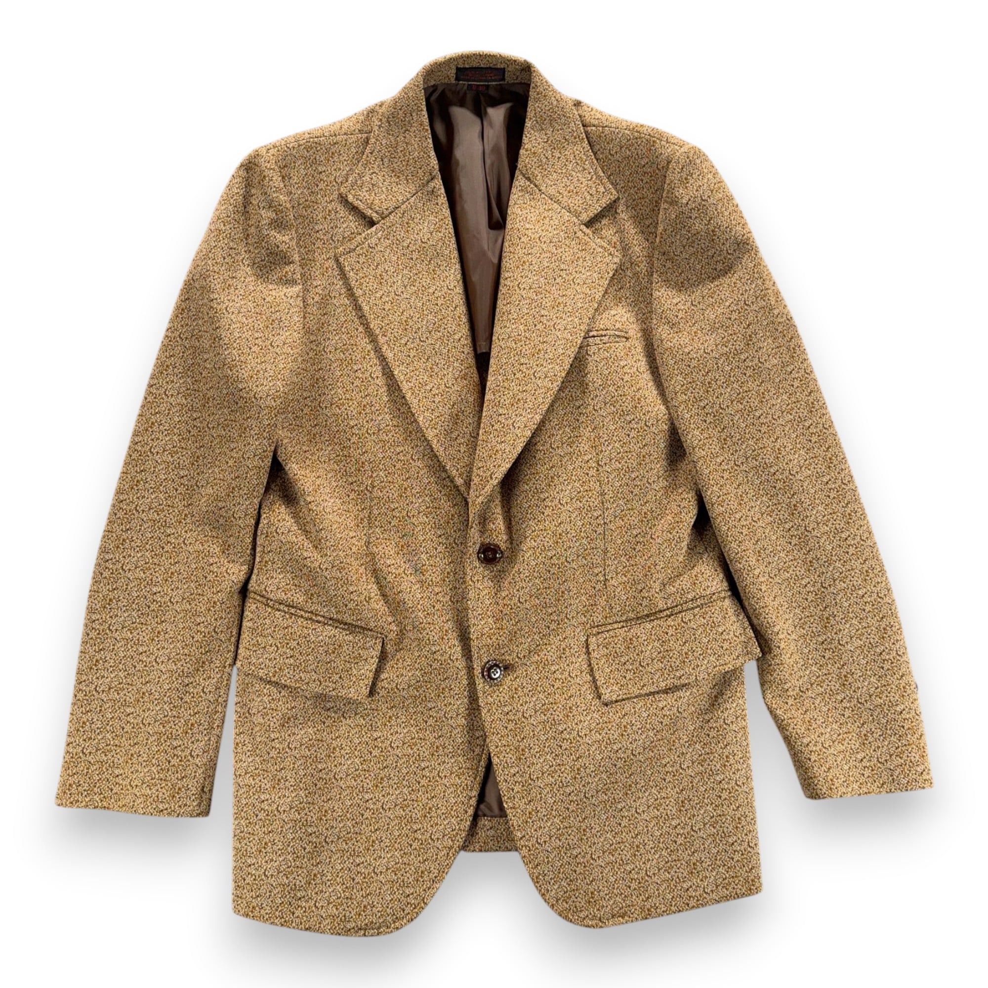 Vintage Sir Walter Jacket Mens 40 Brown Blazer University Double Knit Fleck 70s