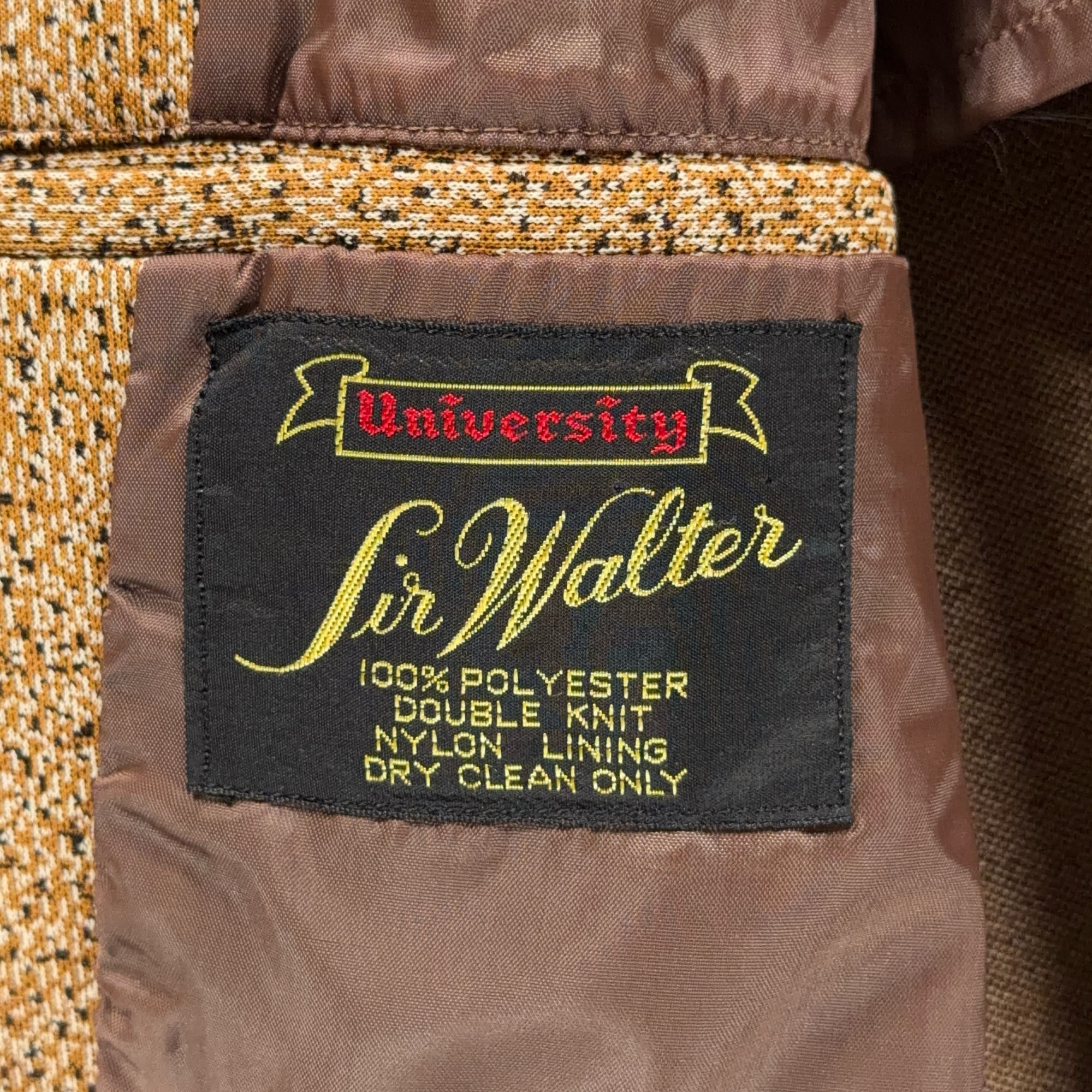 Vintage Sir Walter Jacket Mens 40 Brown Blazer University Double Knit Fleck 70s-5 Vintage Sir Walter Jacket Mens 40 Brown Blazer University Double Knit Fleck 70s