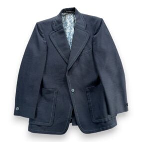 Vintage Jacket Mens 38 Blue Blazer Contrast Stitch Patch Pocket Disco USA 70s
