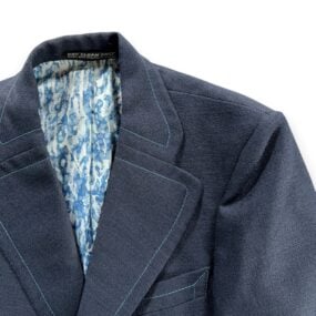 Vintage Jacket Mens 38 Blue Blazer Contrast Stitch Patch Pocket Disco USA 70s